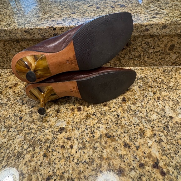 Cydwoq “Skate” Brown Leather Handmade Heels Shoes Sz 38 US 8 Low Heel Casual - Picture 8 of 14